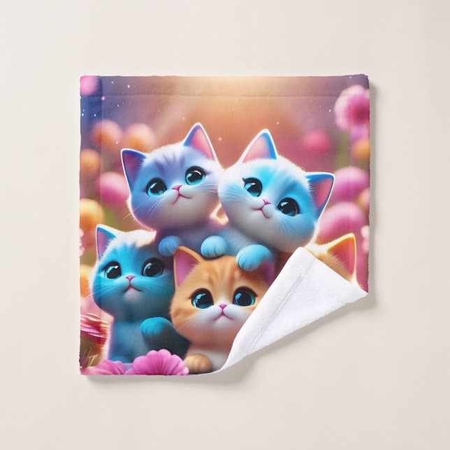 Bath towels with kittens (Wash Cloth)