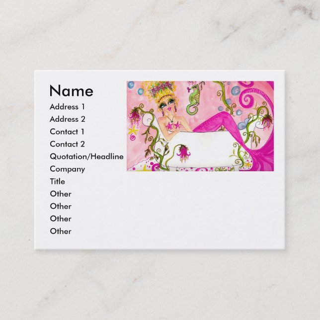 Bath tub mermaid , Name, Address 1, Add... Business Card (Front)
