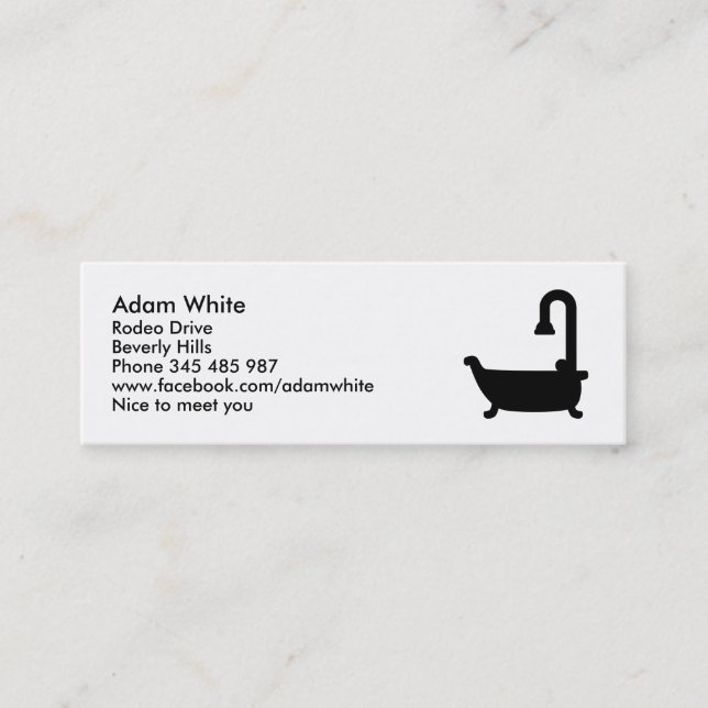 Bath tub shower mini business card (Front)