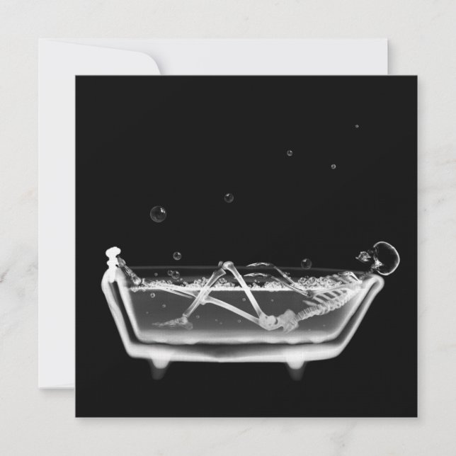 Bath Tub X-Ray Skeleton Black & White Invitation (Front)