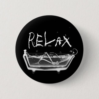 Bath Tub X-Ray Skeleton Black & White Pinback Button