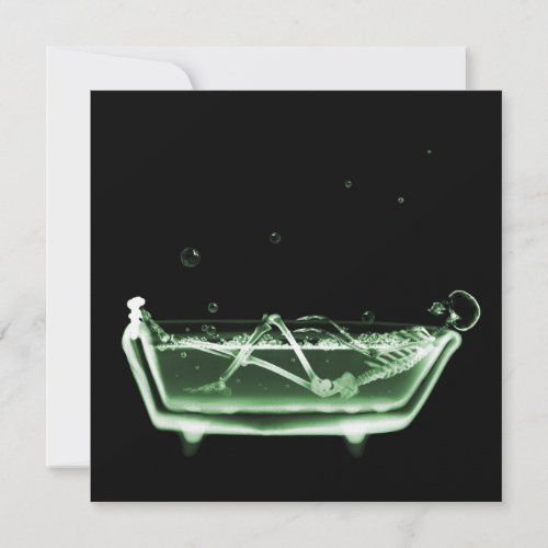 Bath Tub X-Ray Skeleton Green Custom Invitation