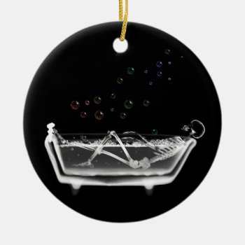 Bath Tub X-ray Skeleton - Rainbow Bubbles Ceramic Ornament by VoXeeD at Zazzle