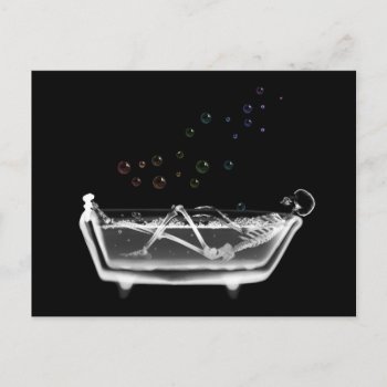 Bath Tub X-ray Skeleton - Rainbow Bubbles Postcard by VoXeeD at Zazzle