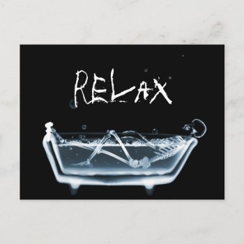 Bath Tub X-ray Vision Skeleton — Blue Postcard by VoXeeD at Zazzle