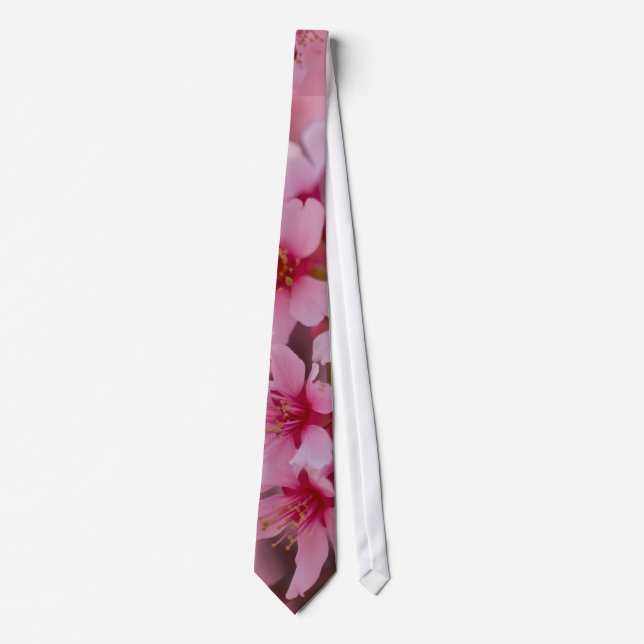 "Bathed in Pink" Cherry Blossoms Neck Tie (Front)