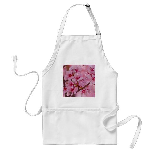 Bathed in Pink Japanese Cherry Blossoms Adult Apron (Front)