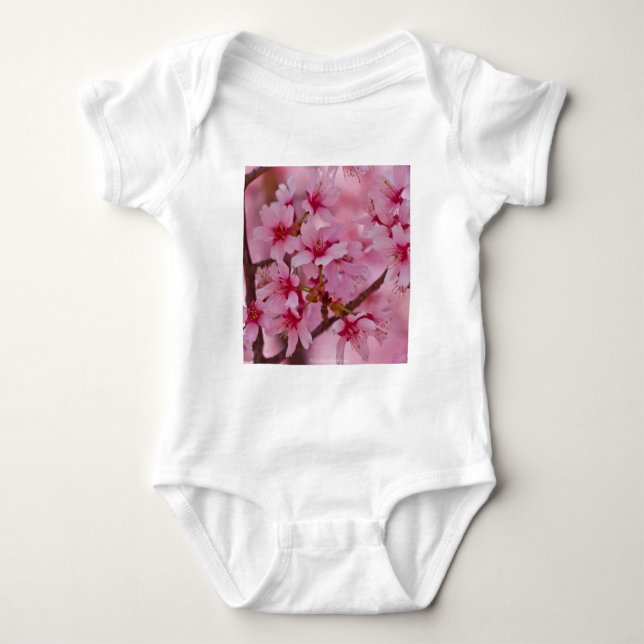 Bathed in Pink Japanese Cherry Blossoms Baby Bodysuit (Front)