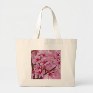 Bathed in Pink Japanese Cherry Blossoms Large Tote Bag