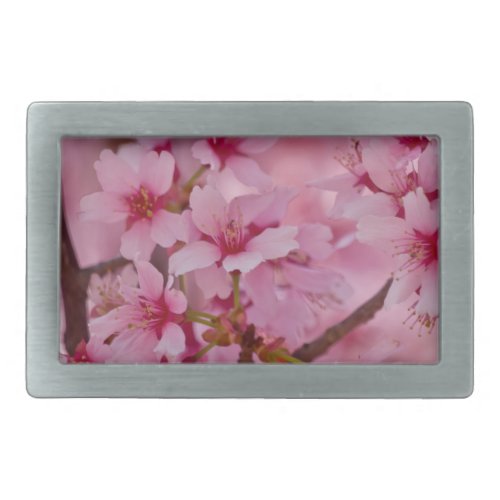 Bathed in Pink Japanese Cherry Blossoms Rectangular Belt Buckle