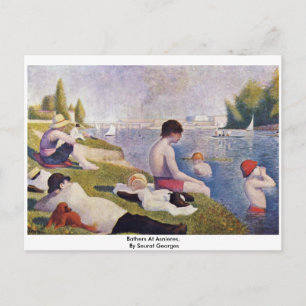 Bathers At Asnieres,  By Seurat Georges Postcard