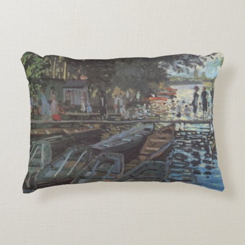 Bathers at La Grenouillre by Claude Monet Accent Pillow