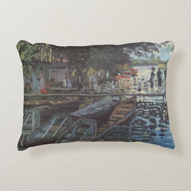 Bathers at La Grenouillère by Claude Monet Accent Pillow (Front)