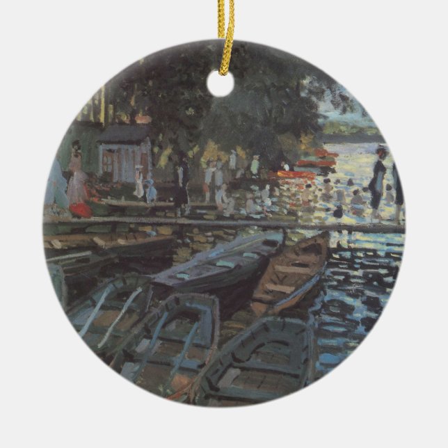 Bathers at La Grenouillère by Claude Monet Ceramic Ornament (Front)