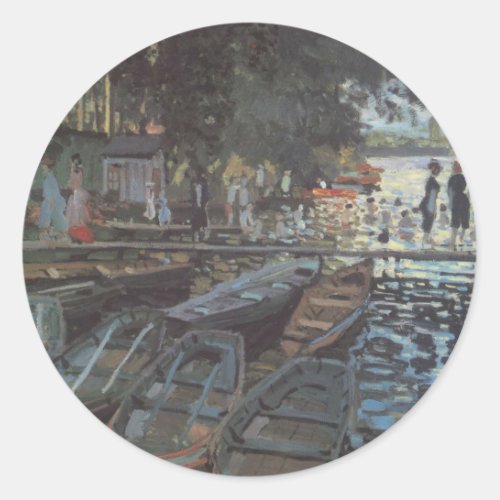 Bathers at La Grenouillre by Claude Monet Classic Round Sticker