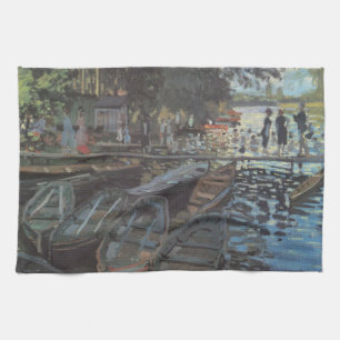 Bathers at La Grenouillère by Claude Monet Kitchen Towel