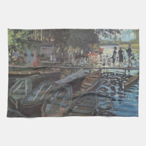Bathers at La Grenouillre by Claude Monet Kitchen Towel
