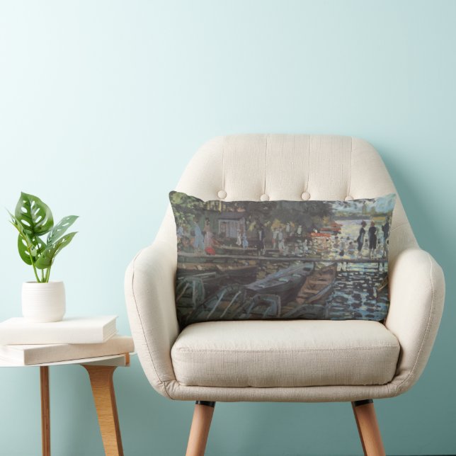 Bathers at La Grenouillère by Claude Monet Lumbar Pillow (Chair)