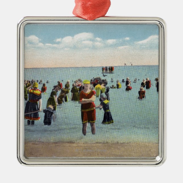 Bathers at the Beach Metal Ornament (Front)
