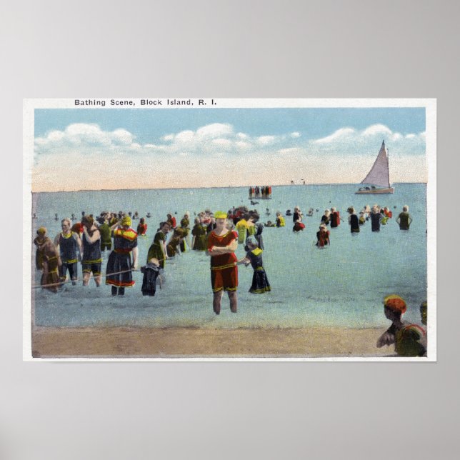 Bathers at the Beach Poster (Front)