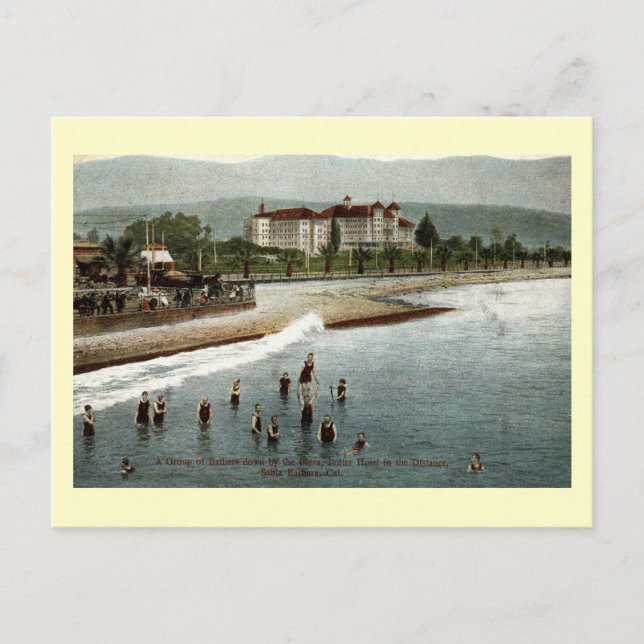 Bathers, Hotel Potter, Santa Barbara CA, 1908 Postcard (Front)