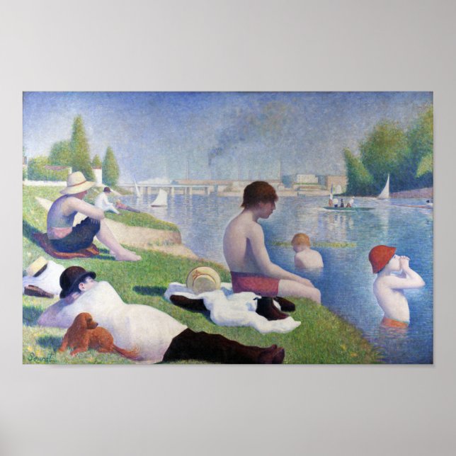 Bathers in Asnieres, Seurat Poster (Front)