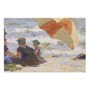 Bathers with Striped Umbrella, 1920 by Potthast Faux Canvas Print