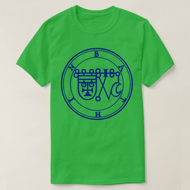 Bathin Sigil Knows The Virtues of Herbs Blue T-Shirt (Design Front)