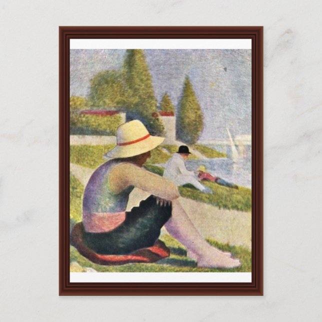 Bathing At Asnieres Detail By Seurat Georges Postcard (Front)
