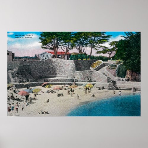 Bathing Beach at Pacific Grove Poster