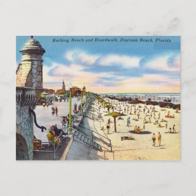 Bathing Beach Boardwalk, Daytona Beach, Florida Postcard (Front)