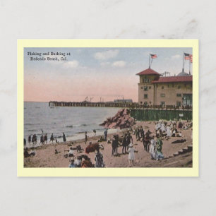 Bathing Beach, Redondo Beach California Vintage Postcard