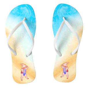 Bathing Beauty Beach Pig Flip Flops