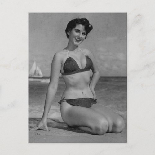 Bathing beauty  Beautiful Vintage   pin up girl Postcard