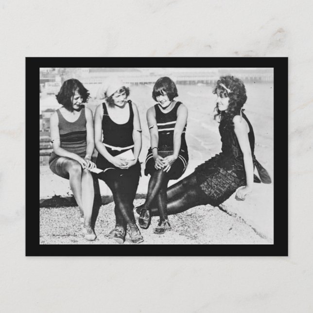 Bathing Beauty Pals on a Pier Postcard (Front)