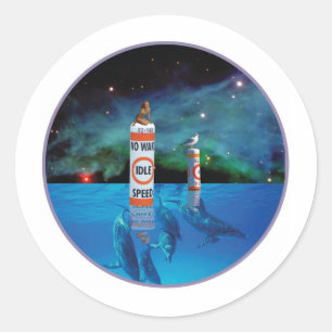 Bathing Beauty sitting on no wake zone marker Classic Round Sticker