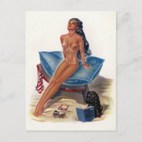 Bathing Beauty Vintage pin up girl _ Art  Postcard