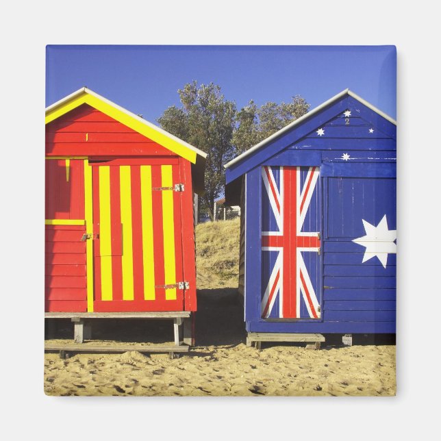 Bathing Boxes, Middle Brighton Beach, Port 2 Magnet (Front)