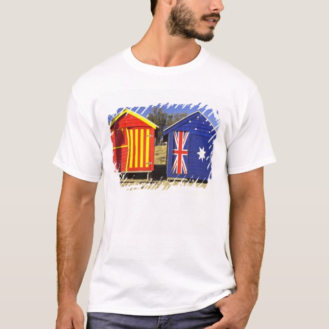 Bathing Boxes, Middle Brighton Beach, Port 2 T-Shirt (Front)
