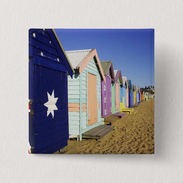 Bathing Boxes, Middle Brighton Beach, Port Pinback Button (Front)