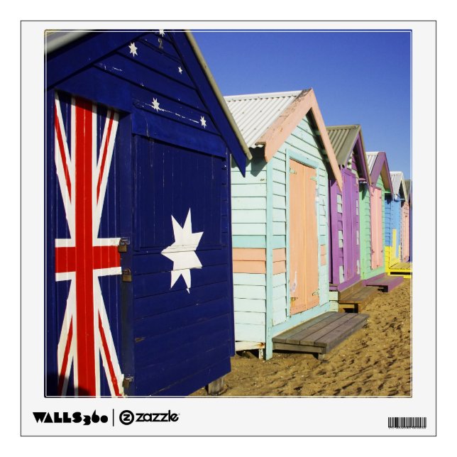 Bathing Boxes, Middle Brighton Beach, Port Wall Sticker (Front)