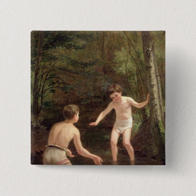 Bathing Boys, 1873 Pinback Button (Front)