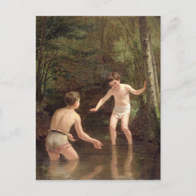 Bathing Boys, 1873 Postcard (Front)