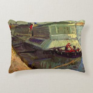 Bathing Float on Seine Asniere by Vincent van Gogh Decorative Pillow