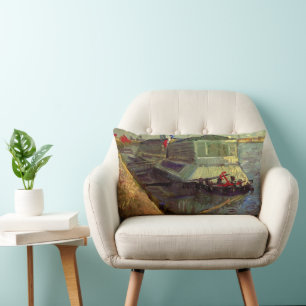Bathing Float on Seine Asniere by Vincent van Gogh Lumbar Pillow