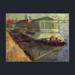 Bathing Float on Seine Asniere by Vincent van Gogh Postcard<br><div class="desc">Bathing Float on the Seine at Asniere by Vincent van Gogh is a vintage fine art post impressionism maritime painting featuring a barge on the river Seine at Asniere. About the artist: Vincent Willem van Gogh was a Post Impressionist painter whose work was most notable for its rough beauty, emotional...</div>