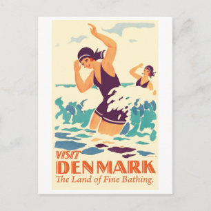 Bathing Girls in Denmark Postcard