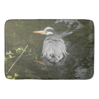 Bathing Grey Heron Bath Mat
