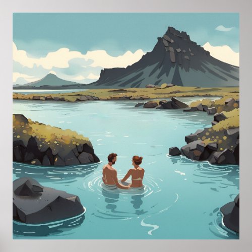 Bathing in Icelandâs Blue Lagoon Print