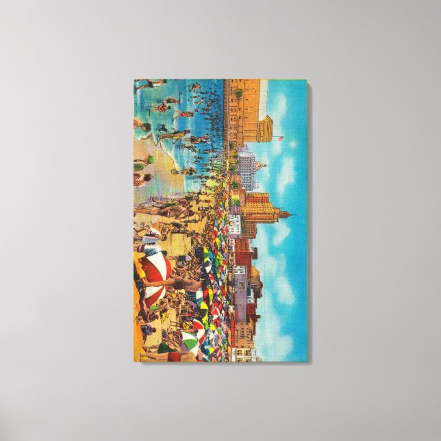 Bathing in the Lagoon, Long Beach Canvas Print (Front)